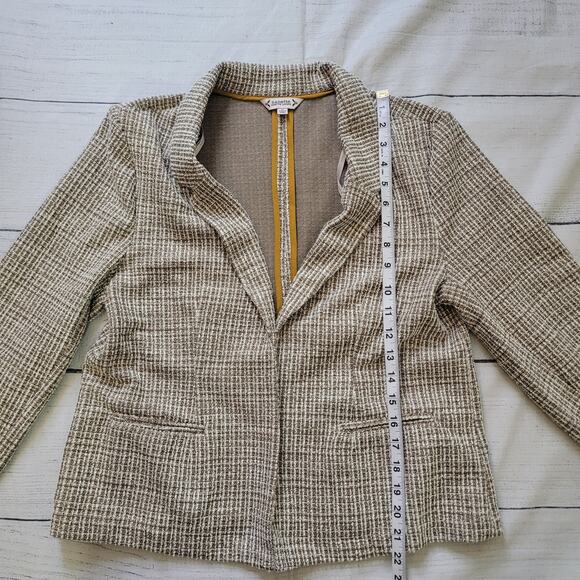 Nanette Lapore Size M Brown Tweed Open Front Blazer Office Mature Neutral - Picture 5 of 8
